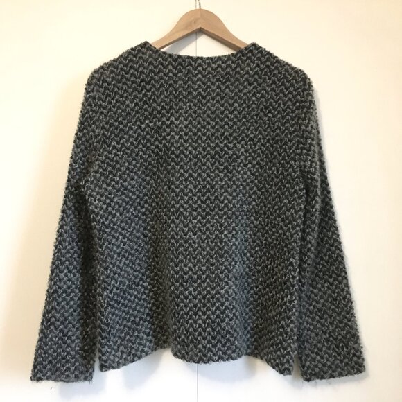 Alfred Dunner Black and White Cozy Mohair Blend Button Down Cardigan - Picture 2 of 15